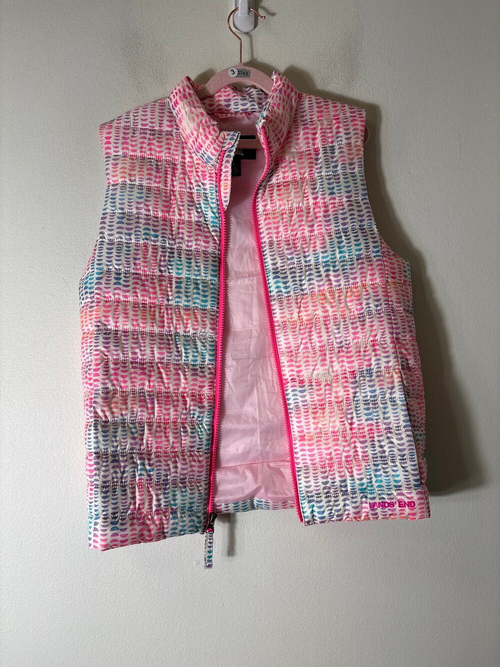 Girls Lands End Pastel Pink Sleeveless Vest Sz 10/12